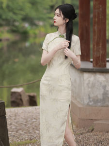 Vintage Chinese Style Short Sleeves Cheongsam Dress Youth Fitting