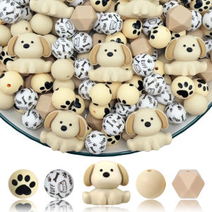 6/25PCS Cute Dog Series Silicone Bead Set perfect for DIY handmade crafts such as keychains necklaces bracelets etc