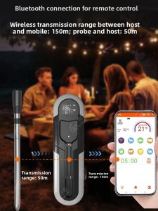 Wireless Bluetooth Smart Meat Thermometer Kitchen Digital Display BBQ Steak Food Thermometer APP Remote Monitoring