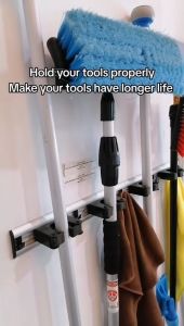 1-042-00 Mop and Broom Organizer Holder IMEC BM04 Organizer Kit (4 Holders & 5 Hooks)