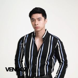 VENGOZ Kemeja Stripe Pria Slim Fit - Kenzie Casual Shirt LS