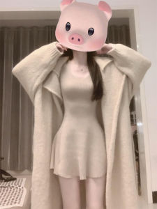 QINWEIYU | Long Sleeve Knit Elegance Casual Lazy Aesthetic Korean-style Dresses