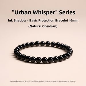 QINGXIANGTAI | Good Luck Charm Authentic Black Obsidian and Sterling Silver Bracelet