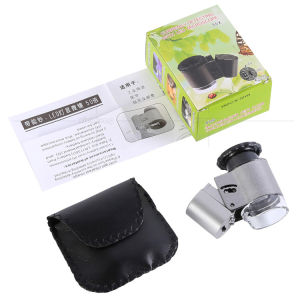 50x Mini Magnifying Glass with UV LED Light Microscope for Jewelry Appraisal Jade Jewelry and Antiques Money Detection Lamp