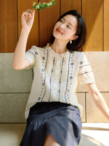 INMAN | French Heavy Embroidery Cotton Short Sleeve Shirt