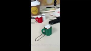 3D Printed Mini Hot Cocoa Keychain Stress Relief Toy Minimalist Creative Bag Pendant Jewelry