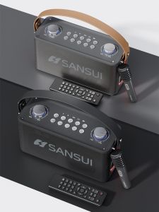 Portable Handheld Sansui T93 Bluetooth Speaker with Mic for Outdoor Square Dancing High Volume Karaoke KTV Level Reverb