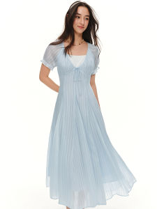 DUSHU | Tencel Silk U-Neck Fake Two-Piece Dress