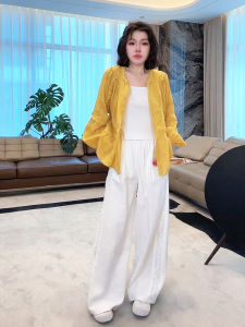 Lao Yangs Personal Style 100% Flax Maple Syrup Embroidered Jacket Lightweight Sun Protection Outerwear New Model MESS2795