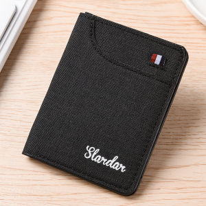 Japanese wallet vertical canvas small wallet for male college students simple and thin mini compact wallet trendy denim brand