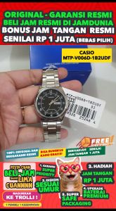 CASIO ORIGINAL - CASIO MTP-V006D-1B2UDF - Men - Silver Hitam - Stainless Steel Jam dunia JD18ST # Jam Tangan Pria Cowok Watch Anti Air Digital Analog + CASIO MTP-V006D-1B2 MTP V006D 1B2 MTP-V006D V 006 D MTPV006 MTPV006D MTP-006 s001 $ WR0 STS SD7