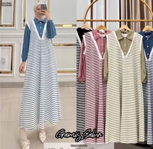 #Gamis kemeja combinasi salur #Combi kemeja+Salur