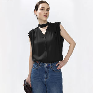 AMII | Elegant Commute Style Satin Chiffon Blouse