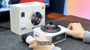 SUNANTUR Retro Record Bluetooth Speaker with Wireless Mic | Portable Karaoke Speaker HiFi Sound