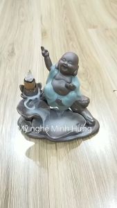 Dụng cụ thác khói xông trầm bằng gốm sứ tiểu cảnh di lặc phong thủy đẹp mới nhất
