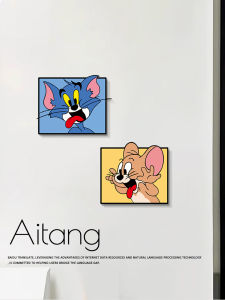 Adorable Cat And Mouse Wall Decal Acrylic Self Adhesive Home Decorative Patch Waterproof Sticker for Beautifying And Covering