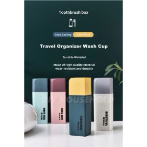 DIY House Hold Portable Vibrant Color Toothbrush Storage Case Toothpaste Holder Box Organizer Household Storage Cup For Outdoor Travel Bathroom Accessories Travel Organizer Toothbrush Wash Cup/ Cawan Berus Gigi Perjalanan