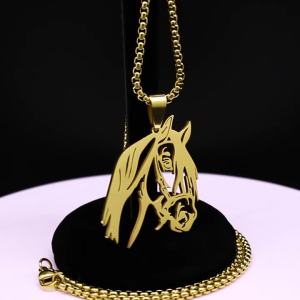 Horse Head Pendant Necklace for Women/Men Stainless Steel Animal Horse Accessories Chain Necklaces Jewelry Colar Masculino N2026