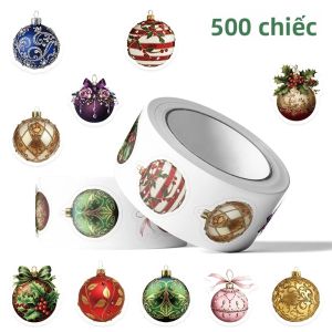500 Miếng Dán Hình Quả Cầu Giáng Sinh Vui Vẻ Trang Trí Lễ Hội Dùng Cho Điện Thoại Guitar Mũ Bảo Hiểm Phong Bì Thiệp Chúc Mừng Hộp Quà Ly Nước Đồ Chơi Tem Dán PET