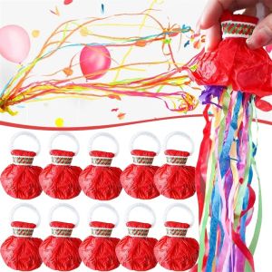 3Pcs 30 Heads Confetti Pull Flower Wedding Hand Toss Ribbon Confetti Birthday Party Celebration Supplies