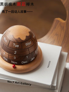Black Walnut Wooden Planet Desktop Calendar Living Room Decorative Ornaments Nordic Style Birthday Christmas Gifts