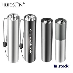 HUIESON ไฟฉายจิ๋ว LED อะลูมินัมอัลลอยชาร์จผ่าน USB ไฟกลางแจ้งไฟฉายแรงสูงแบบพกพาสำหรับใช้ในบ้าน