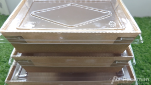 (Wholesale 100/200/400Pcs) Kraft Lunch Box - Takeaway Bento Lunch Box Window Kraft Boxes with PET Lid