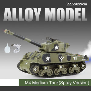 MAKEDA | 1:32 Scale M4 Tank Model Toy Car Sound Light Pull Back Simulation Toys Metal Diecast Military Models Kids Collectible Item
