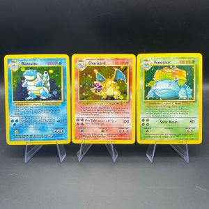 Takara Tomy | 3pcs/set Anime PTCG DIY Self-made Kanto Starters Blastoise Charizard Venusaur English Version Game Collection Card Birthday Gift