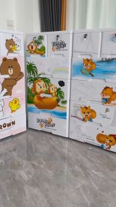 กว้าง58cmลิ้นชักเก็บของลายการ์ตูนตู้เสื้อผ้าตู้เก็บของแบบหลายชั้น ไม่มีกลิ่นปลอดสารพิษ 6ชั้น5ชั้น4ชั้น3ชั้น