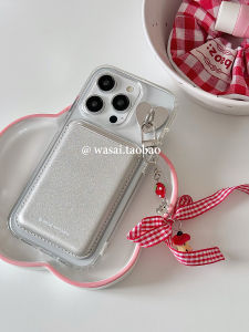 WASAI Butterfly Knot Apple Pendant Magnetic Absorption Acrylic Phone Case for iPhone 17 16 15 pro Max New Transparent Design for Women