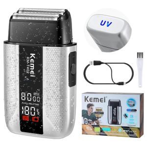 Máy Cạo Râu Điện Chuyên Nghiệp KEMEI T402 Dành Cho Nam Chống Nước IPX7 Lưỡi Dao Kép Màn Hình LED Sạc Được Dùng Cho Toàn Bộ Khuôn Mặt