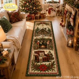 VIKAMA Christmas Runner Rug Non Slip Soft Hallway Entryway Carpet Washable Farmhouse Holiday Corridor Mat Festive Home Decor