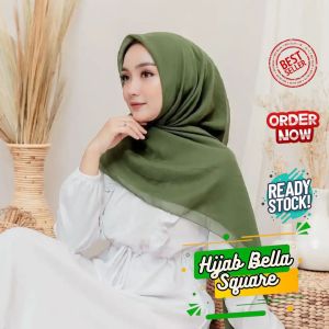 Hijab Segiempat Polos Bella Square bahan Polycotton lembut nyaman dipakai