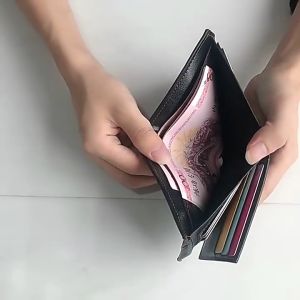 Ví Ngắn Nam Da PU Mềm Mại Dáng Ngang May 2 Đường Viền Chắc Chắn Nhiều Ngăn Tiện Dụng Phong Cách Âu Mỹ