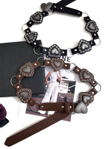 Retro American Street Fashion Hollow Out PU Leather Splicing Waist Belt