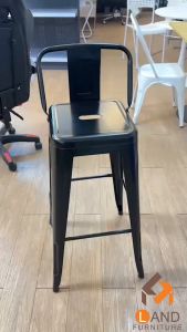 เก้าอี้บาร์สตู ทรงสูง เหล็กหนา แข็งแรงทนทาน มีพนักพิง สีดำ และ สีขาว สามารถรับน้ำหนักได้ถึง 200 KG