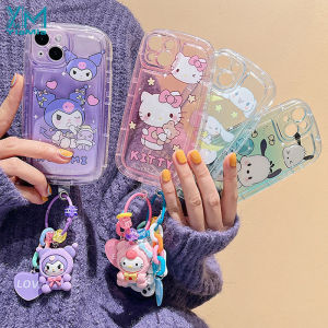 YiaMia New Hello Kitty Kuromi Pendant Phone Case For Samsung Galaxy A13 A14 A20S A21S A22 A02 A02S A03 A03S A04 A04S A10 A10S A11 A12 Cartoon Pattern Soap Phone Case Soft Silicone TPU Shockproof Back Cover