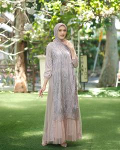 DRESS MALIKA LEBARAN VELVET MAXY PREMIUM MATERIAL BROKAT MIX TILE BY AKITA DRESS KONDANGAN JUMBO TERBARU
