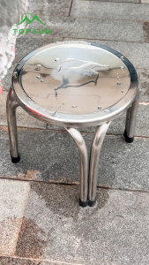 GREAT SHOP เก้าอี้สแตนเลส เก้าอี้กลม โครงสร้างเสริมหนา เนื้อหนาขึ้น นั่งสบาย เก้าอี้สเตนเลสกลม 4 ขา เก้าอี้ซักผ้า