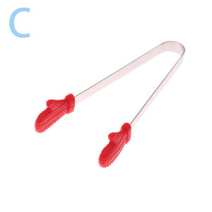 New Mini Silicone Food Clips Stainless Steel Handle Palm Stainless Steel Lovely Antiskid Snacks Tweezers Not Nirty HToolsAcc
