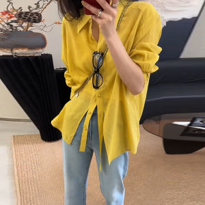 Áo Sơ Mi Nữ Tay Dài Dáng Rộng Cổ Polo Màu Candy Phong Cách Hàn Quốc Mùa Xuân Hè Mới Rộng Rãi Giảm Béo Nhỏ Đa Năng Chống Nắng