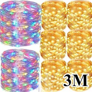 🔥3M Copper Wire String Lights Fairy Tale Garland Light String Wedding Party Chinese New Year Christmas Home Decoration Battery LED String Lights