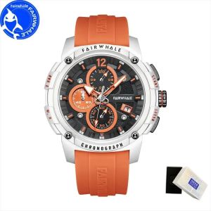 Mark Fairwhale | MARK FAIRWHALE 4360 Nam Thời Trang Đồng Hồ Thạch Anh Chronograph Dây Đeo Silicon Chống Thấm Nước Dạ Quang Số Ả Rập Dấu Hiệu Hộp Quà Tặng