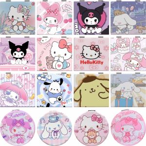 Hello Kitty Kuromi Melody น่ารักการ์ตูนอะนิเมะสาวสองด้านกระจกเครื่องสําอางแบบพกพานักเรียนกระจกพับหญิงของขวัญเล็กๆ น้อยๆ