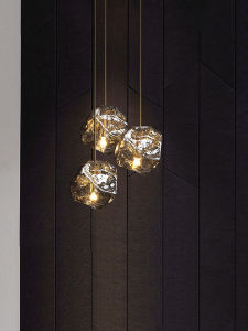 Creative Glass Artistic Ice Block Melted Lava Chandelier 3 Heads
