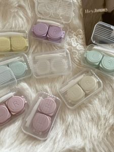 INS Transparent Colored Contact Lenses Case Press Type Buckle Cover Simple and Portable Candy Color Small Invisible Glasses Box Couple Box