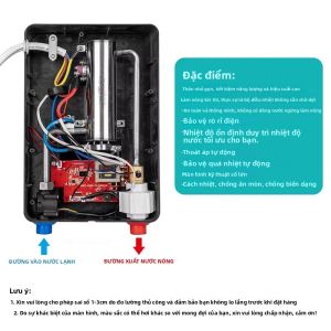 Máy Nước Nóng Tức Thời 6500W Cho Phòng Tắm Và Nhà Bếp Máy Nước Nóng Lưu Lượng Nước Nóng Tắm Nhiệt Độ Không Đổi