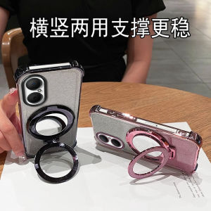 Huawei Enjoy 80 Series Phone Case Transparent Electroplated Silicone Protective Cover Full Protection Rotating Stand Makeup Mirror