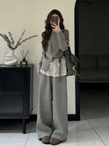 LIRENQING | Korean Style Fashionable Early Autumn Womens Sweater and Pants Set